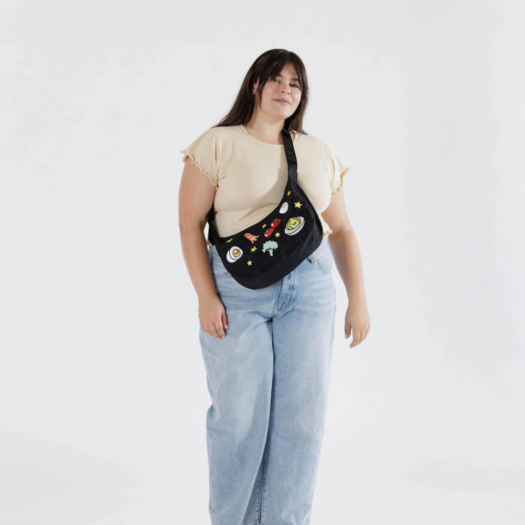 BAGGU Medium Nylon Crescent Bag | embroidered gudetama