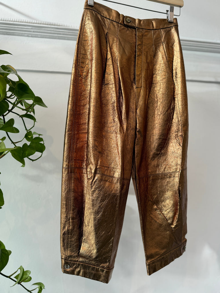 Vintage metallic leather pants wait "26"