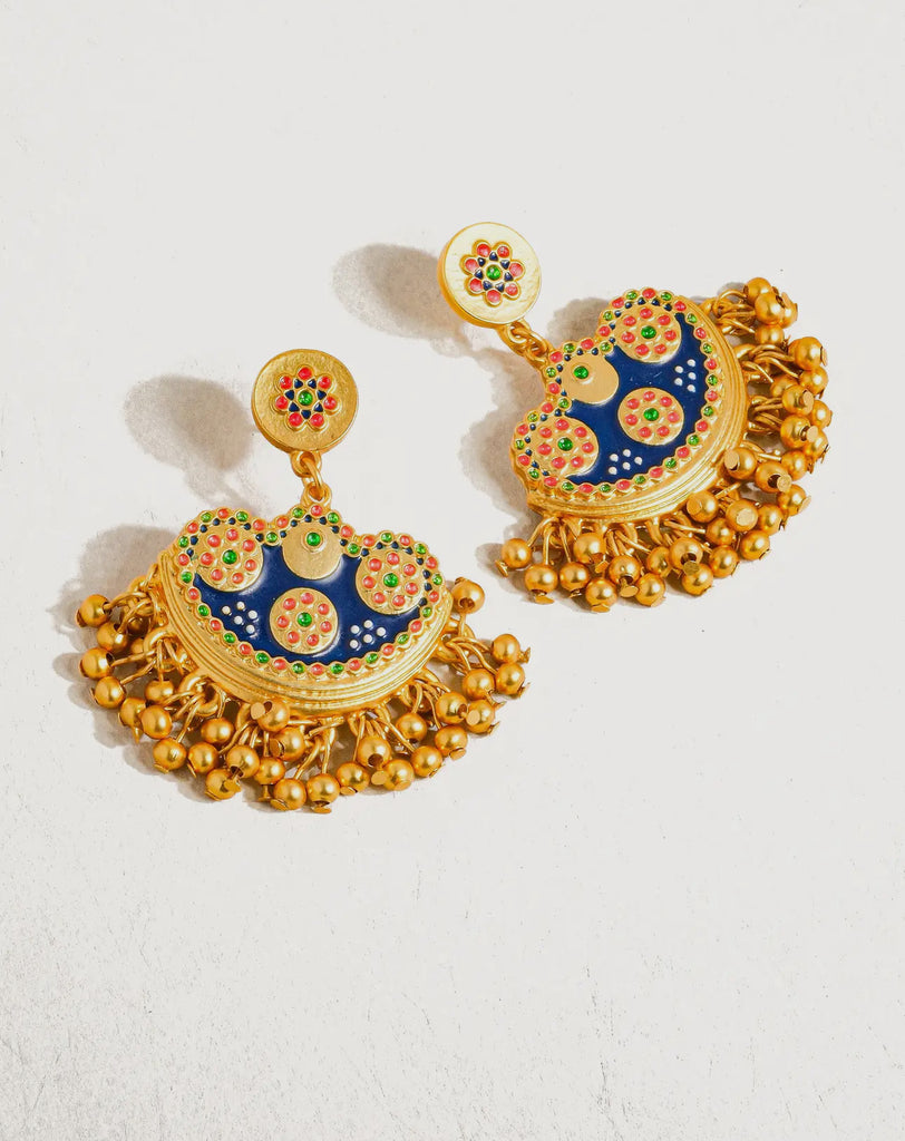 Bohemian half moon earrings with tassels
