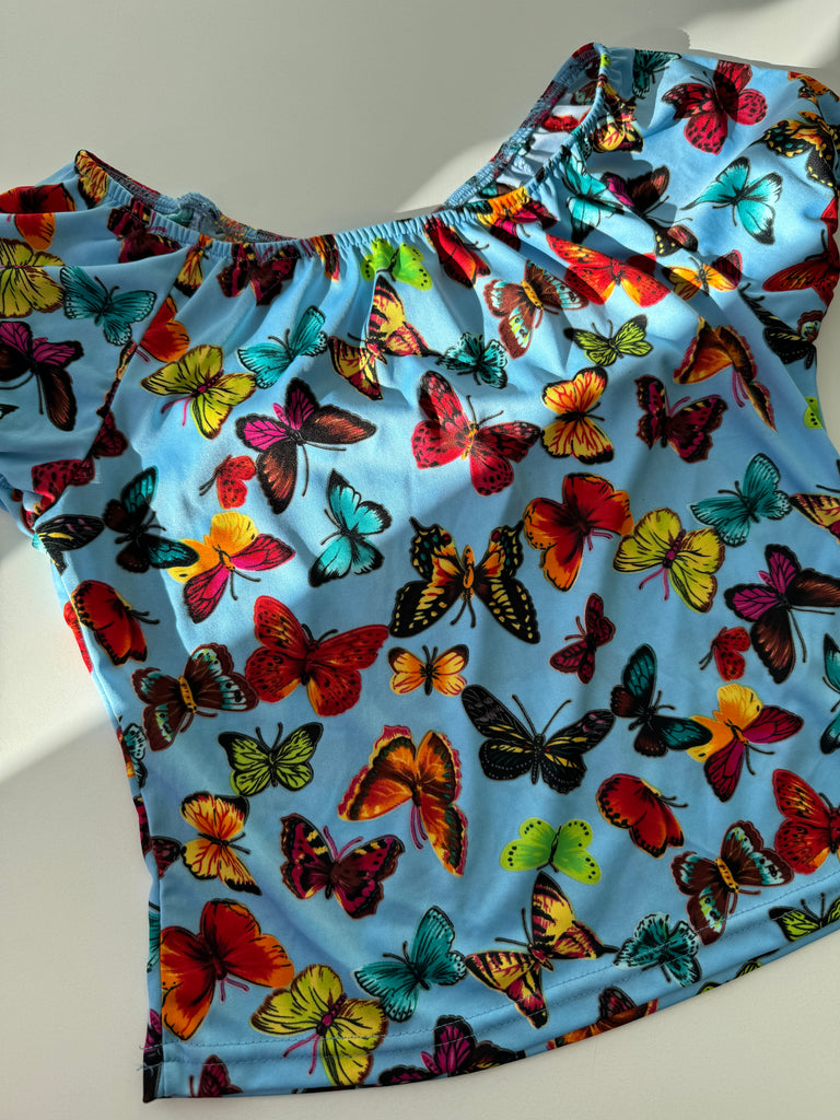 Vintage butterfly print top