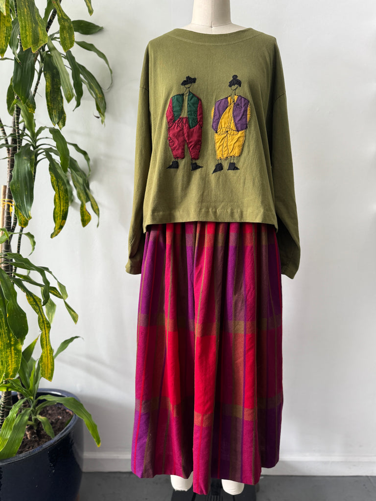 Vintage jewel toned plaid skirt
