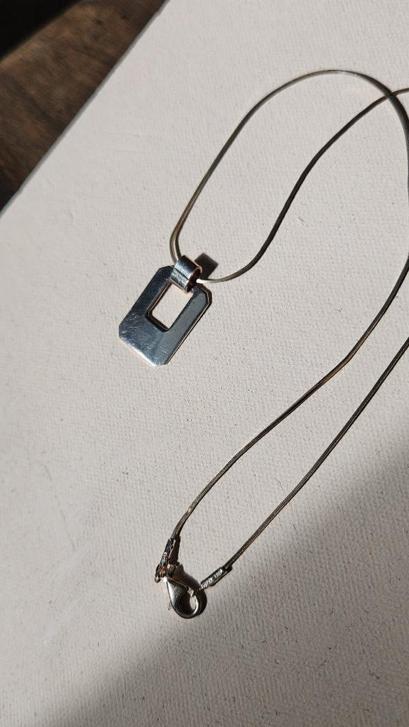 Vintage Sterling tablet pendant necklace