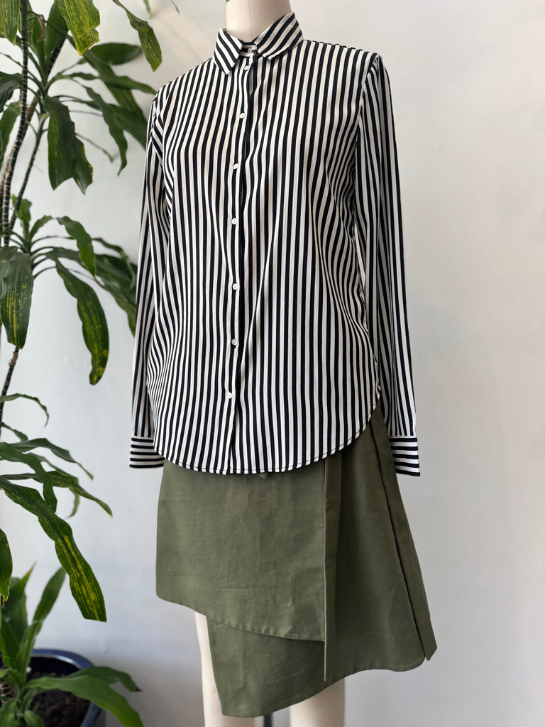 Striped button up top