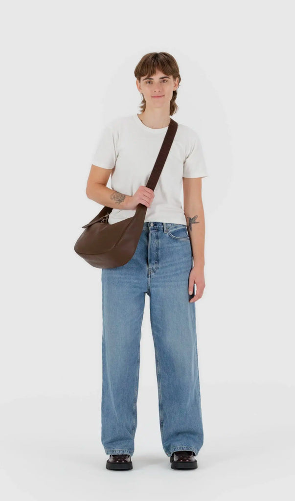 BAGGU | Medium Recycled Leather Crescent Bag | brown