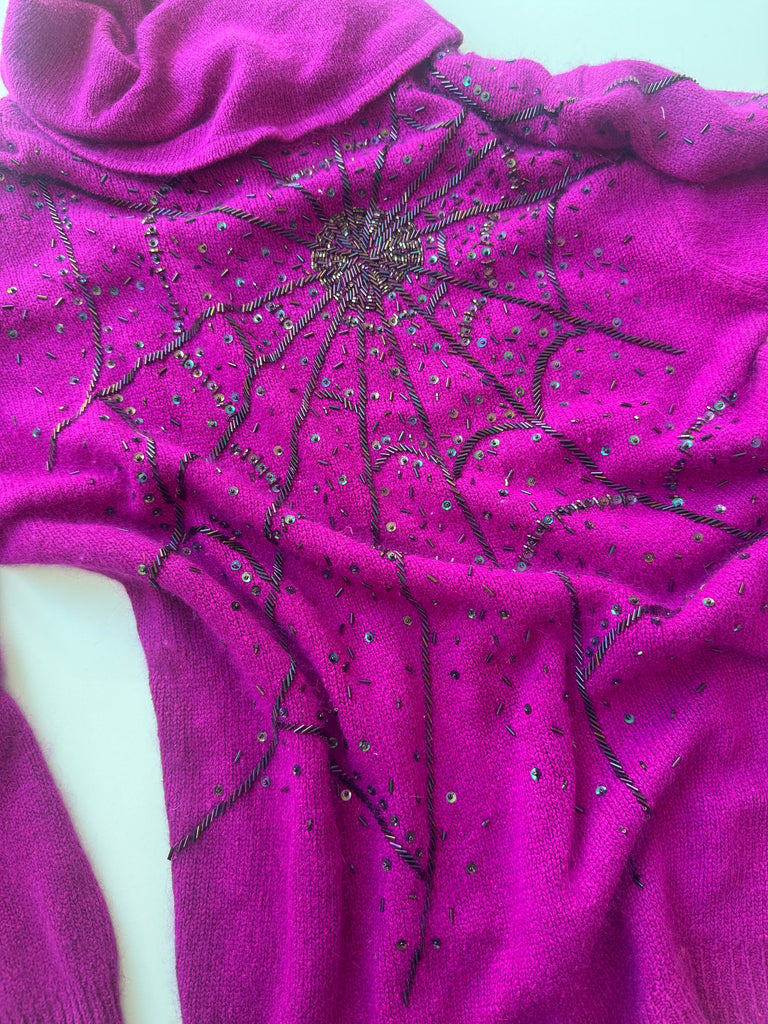 Beaded spider web sweater