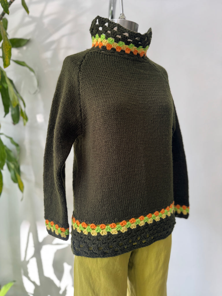Handmade knit + crochet sweater