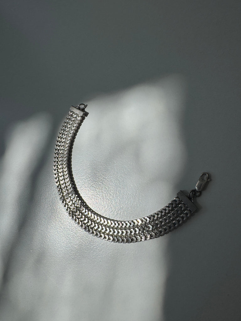 Think 3 row link sterling silver bracelet