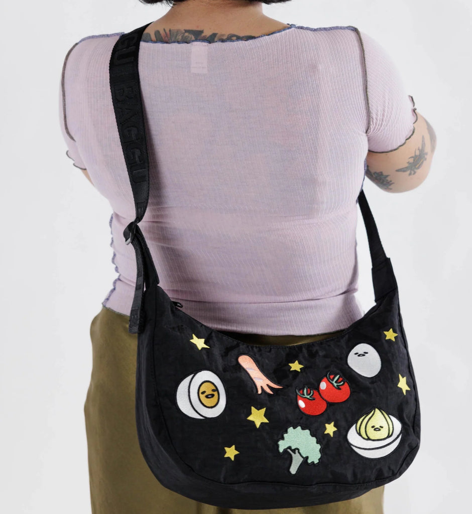 BAGGU Medium Nylon Crescent Bag | embroidered gudetama