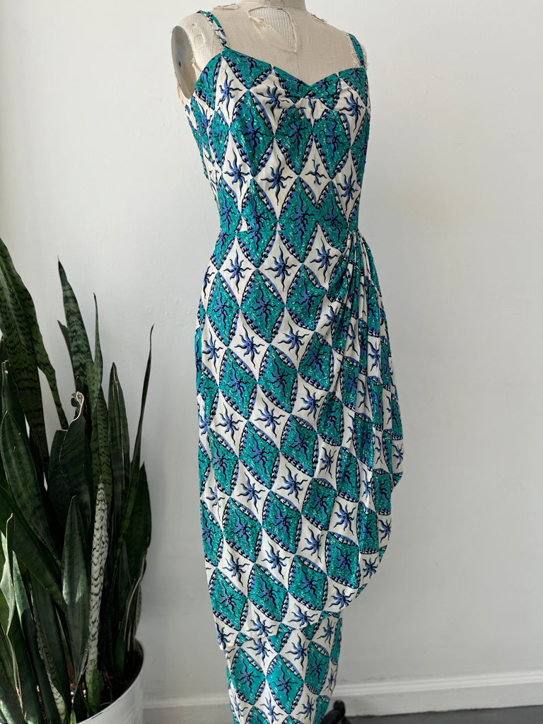 Vintage 1950’s print with sequins Dress