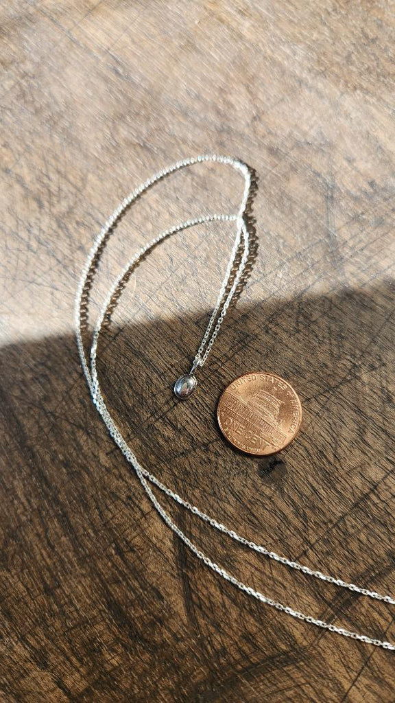 Sweetest sterling oval vintage Droplet charm necklace