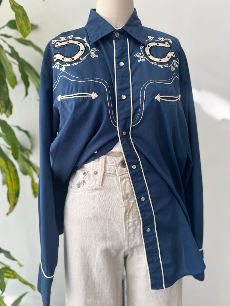 Vintage snap button western shirt