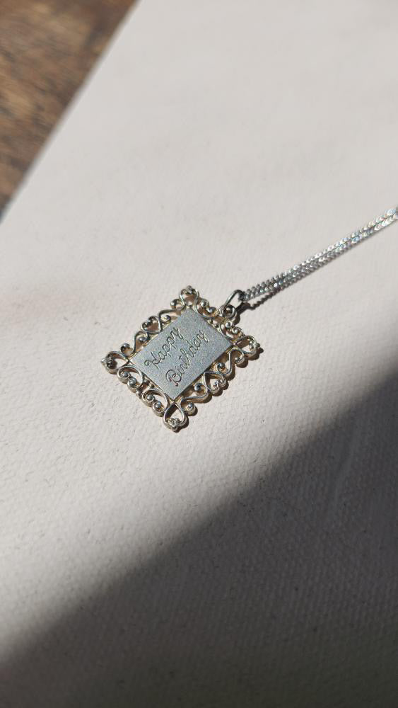 Vintage sterling silver happy birthday necklace