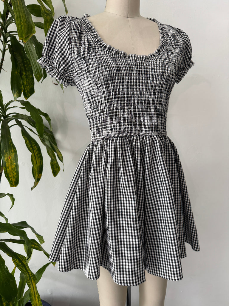 Gingham shorts romper