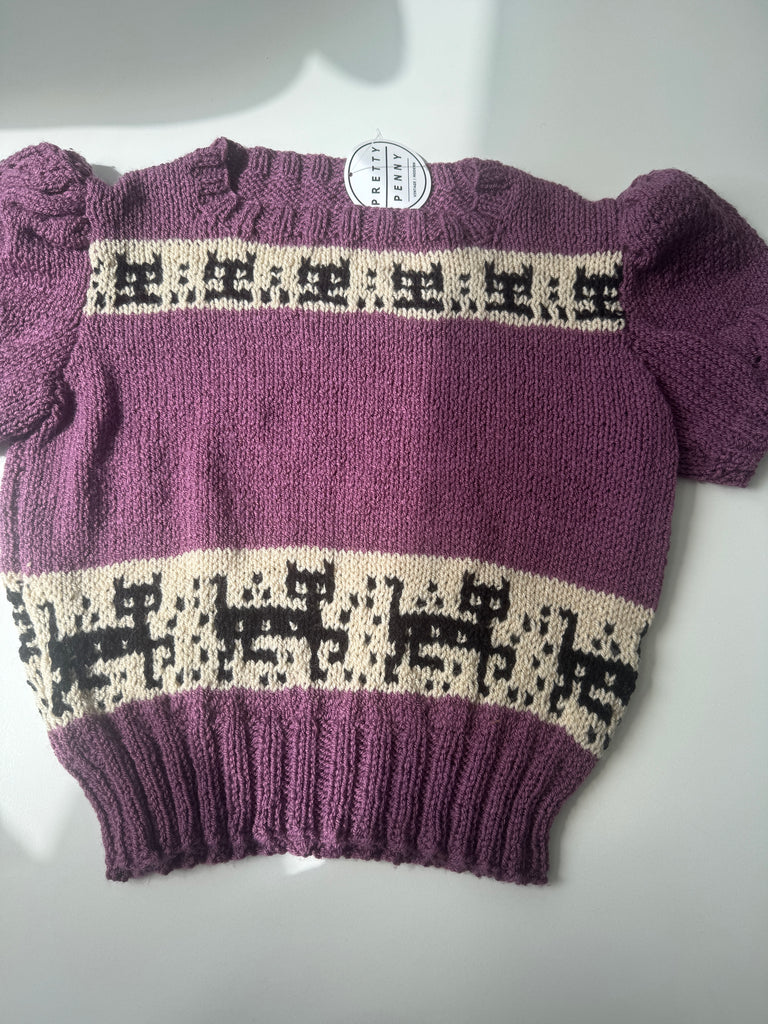 Hand knit cat novelty sweater