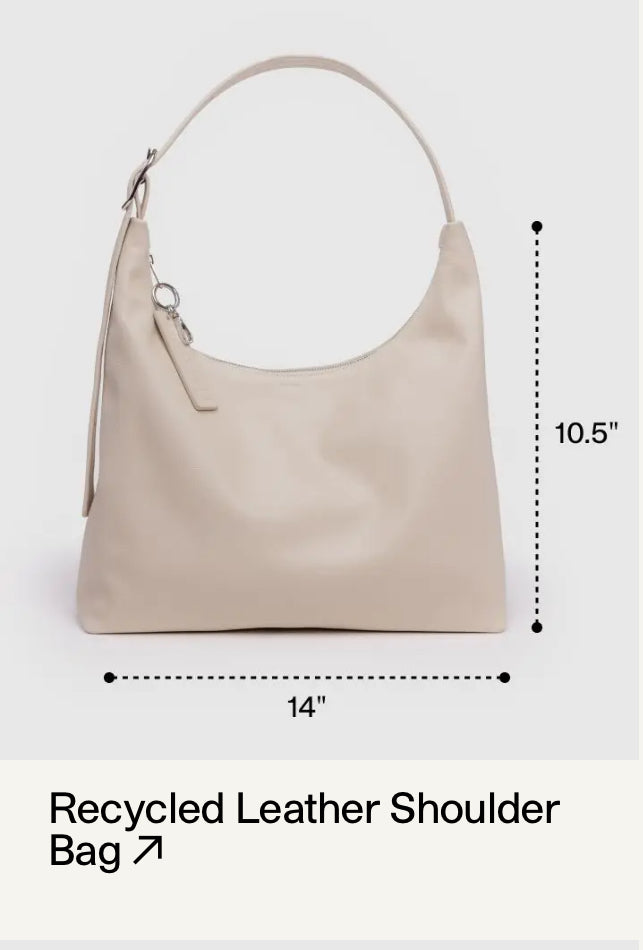 BAGGU |Recycled Leather Shoulder Bag | stone