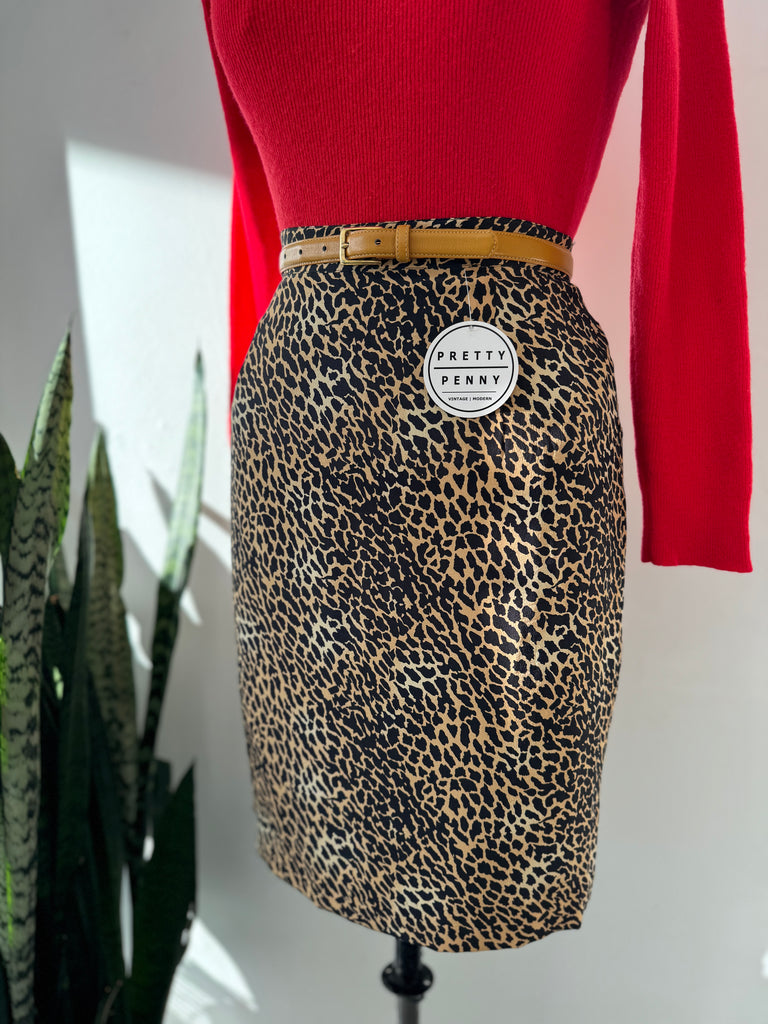 Vintage silk animal print skirt