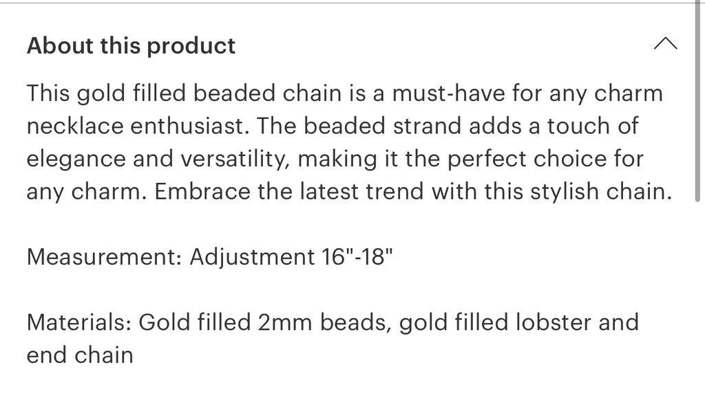 Gold filled beaded chain