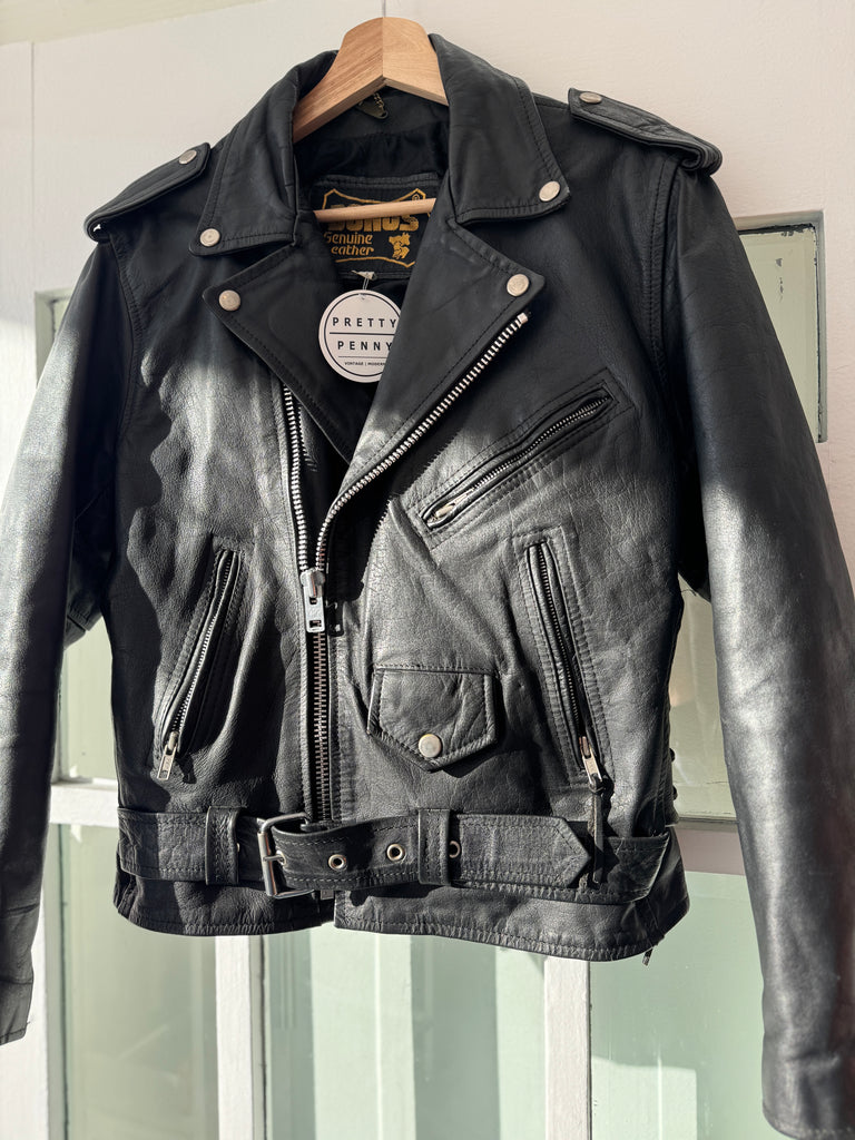 Vintage leather moto jacket