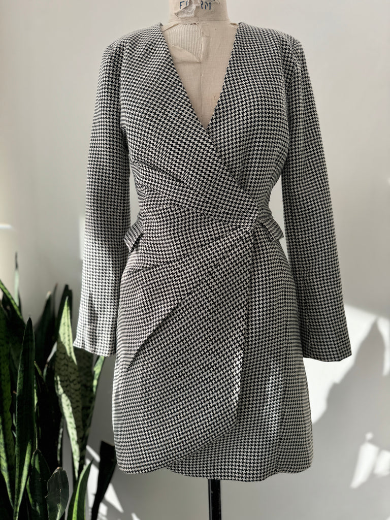 Designer Jason WU wrap houndstooth dress