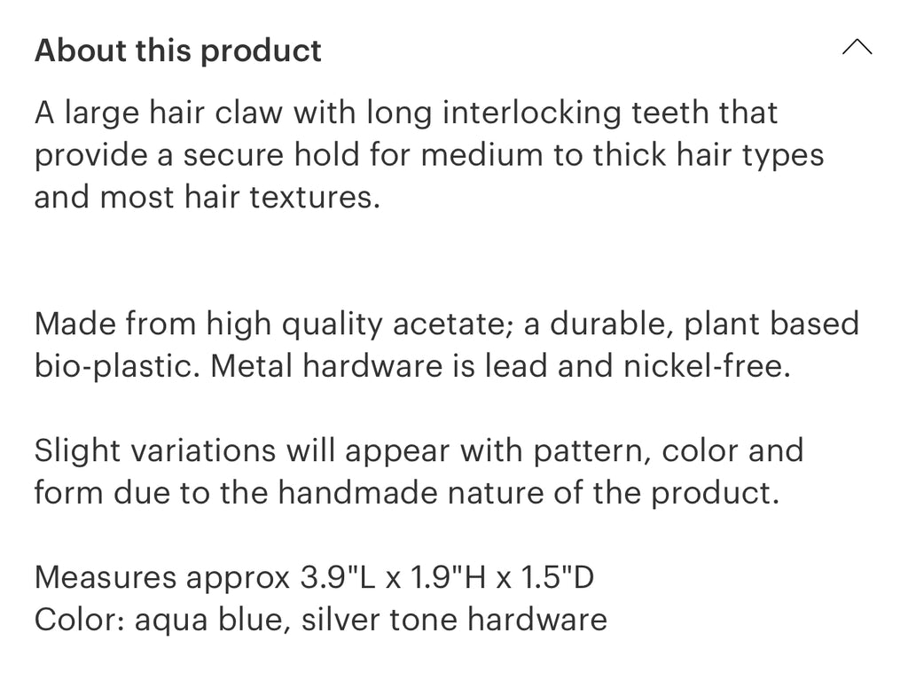 Chunks octopus claw clip. Large. Blue Dew