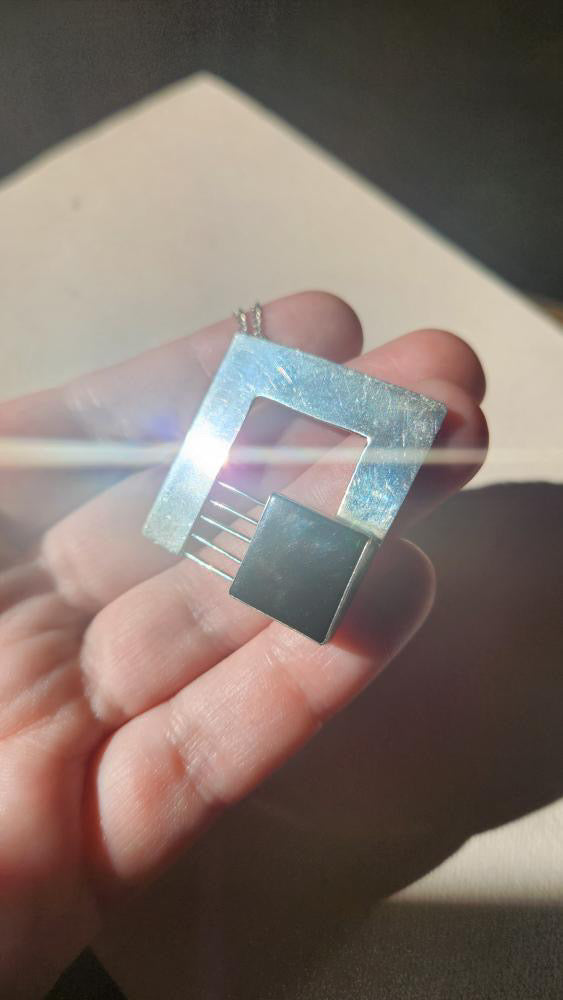 Sterling modernist square pendant