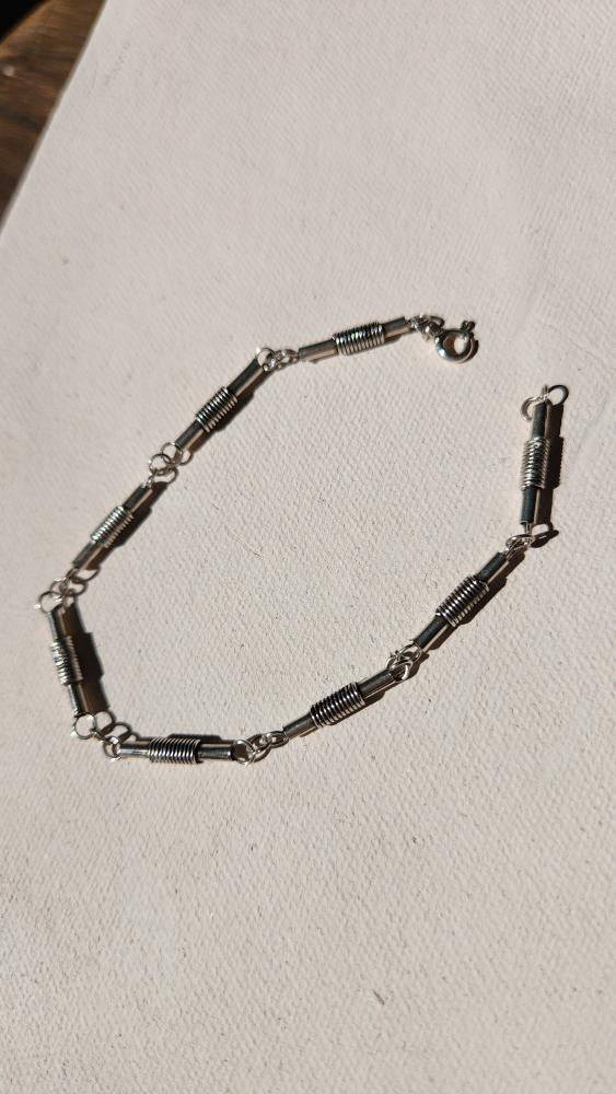 Vintage Sterling coiled tube unique bracelet