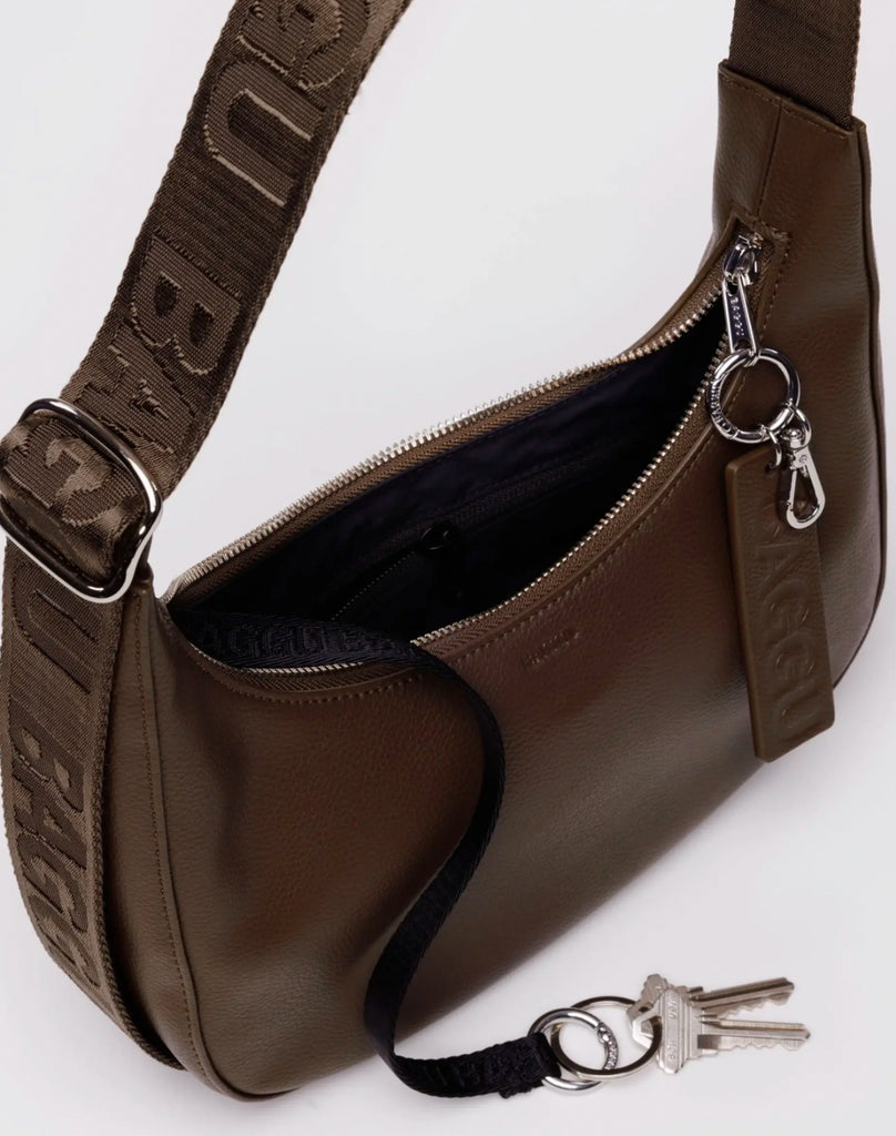 Baggu | Small Recycled Leather Crescent Bag | brown