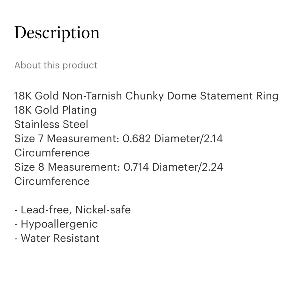 Stainless steel dome ring