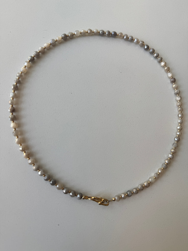 Grey silverite rondelles with clasp necklace