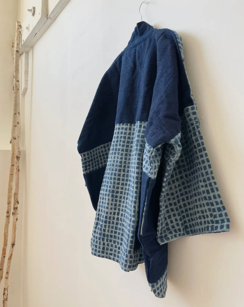 Happy French Gang check indigo coat