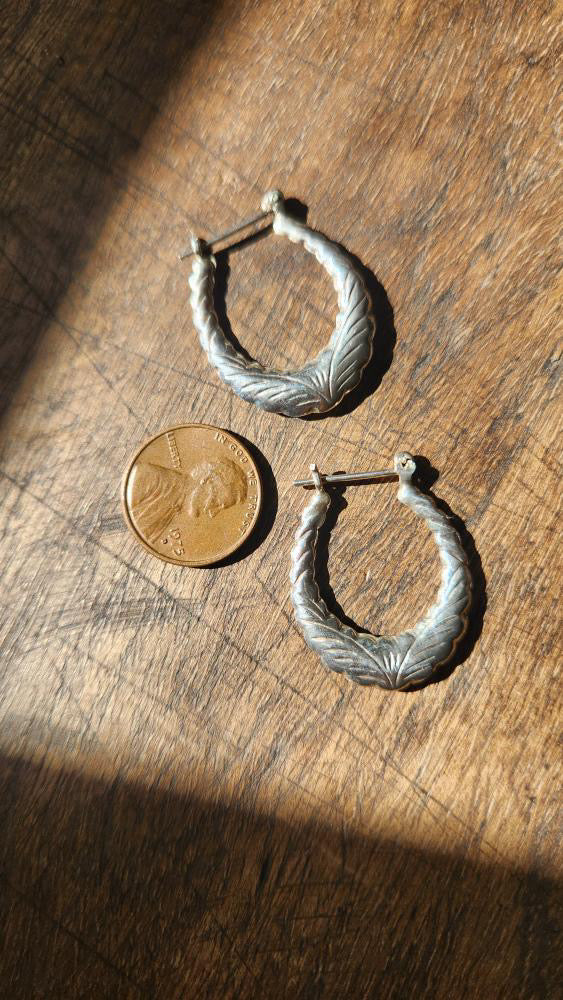 Sterling fancy etched earrings
