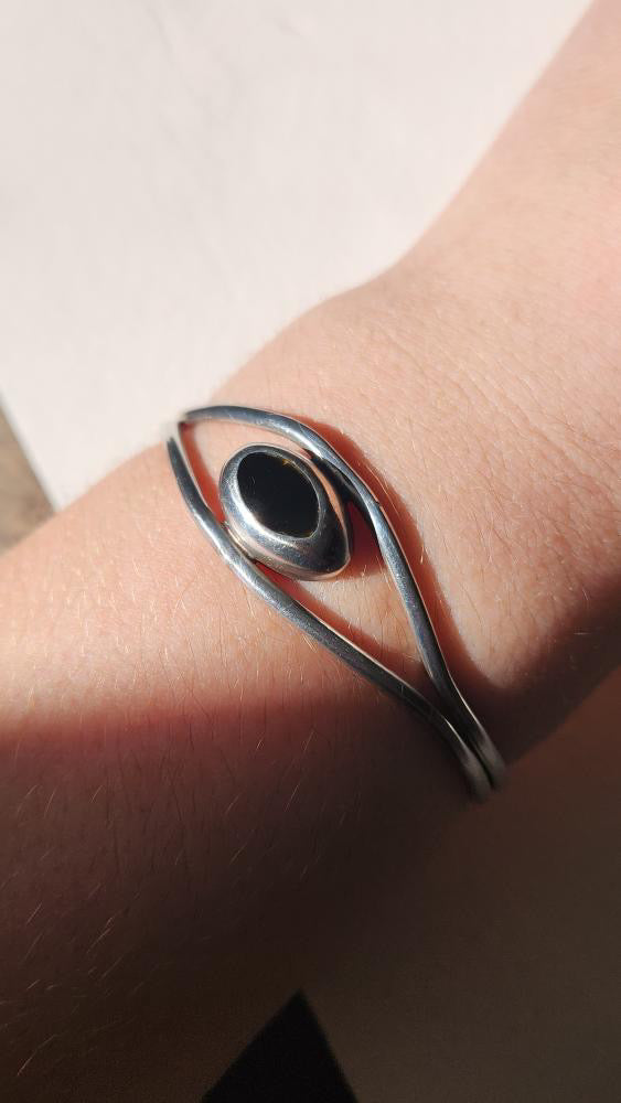 Sterling onyx evil eye bracelet