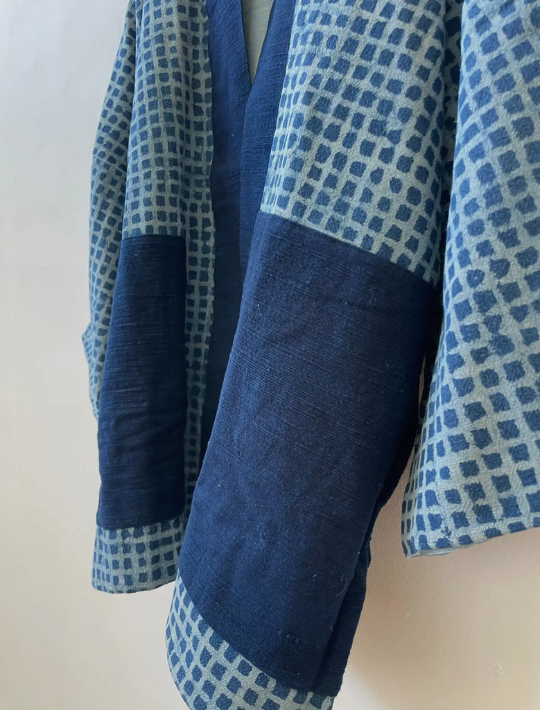 Happy French Gang check indigo coat