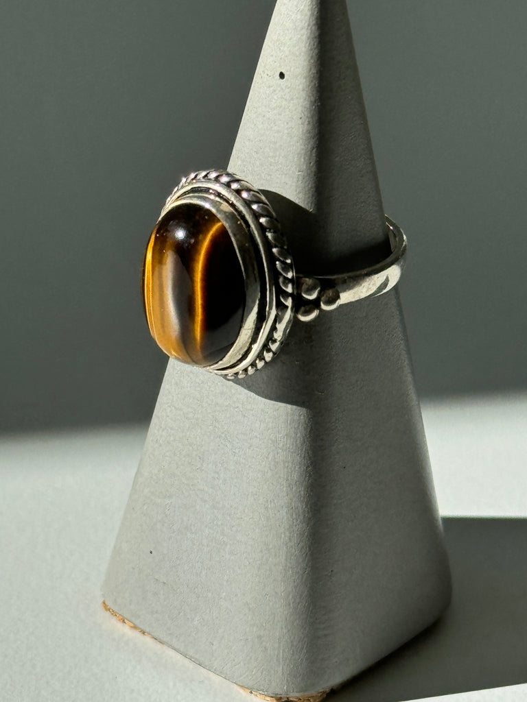 Tigers eye and sterling ring size 7.5