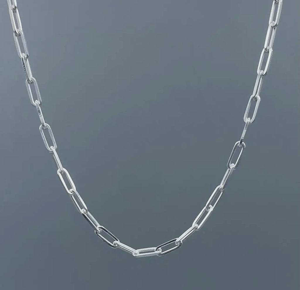 2.4 mm sterling silver Paperclip chain “16”