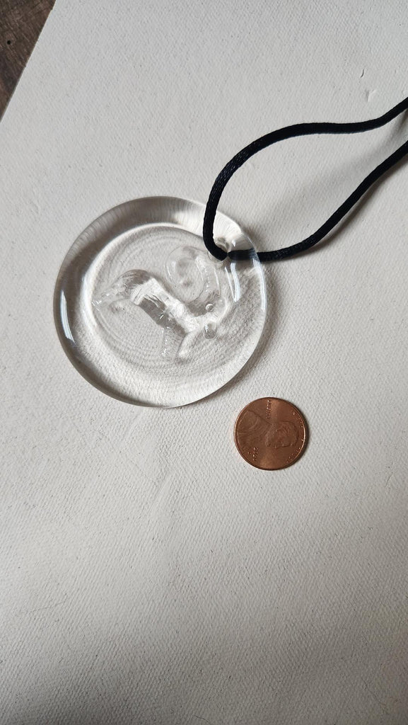 Vintage glass Aries ram pendant necklace