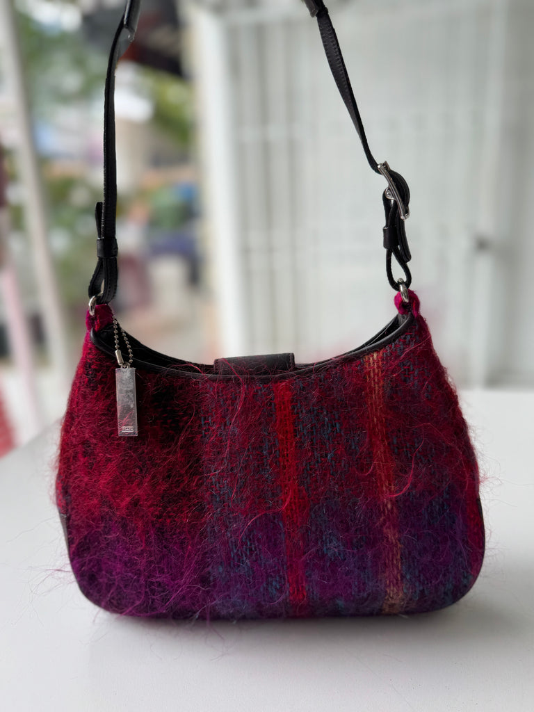 Coach mohair and leather purse