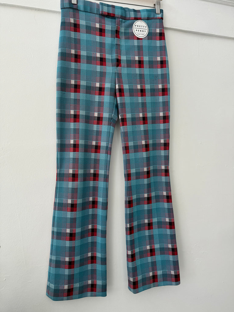 Handmade high waist plaid pants