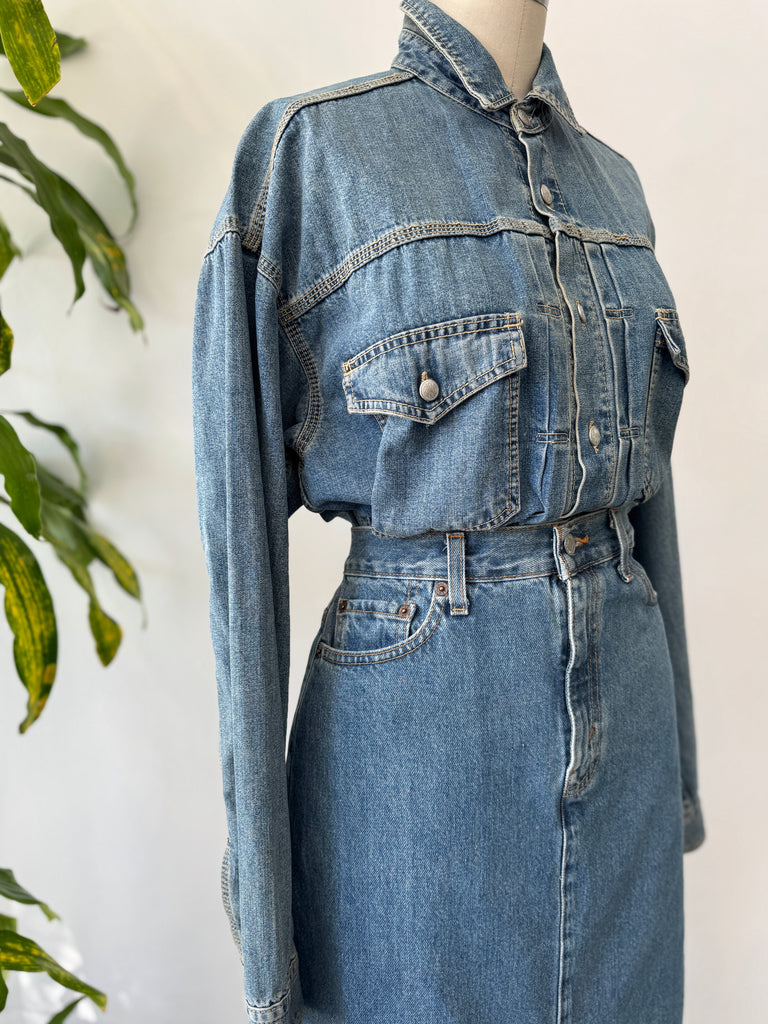 Vintage denim button up top