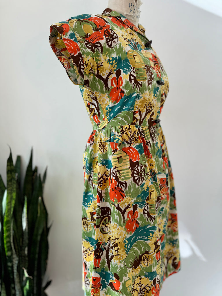 Vintage cotton novelty print dress