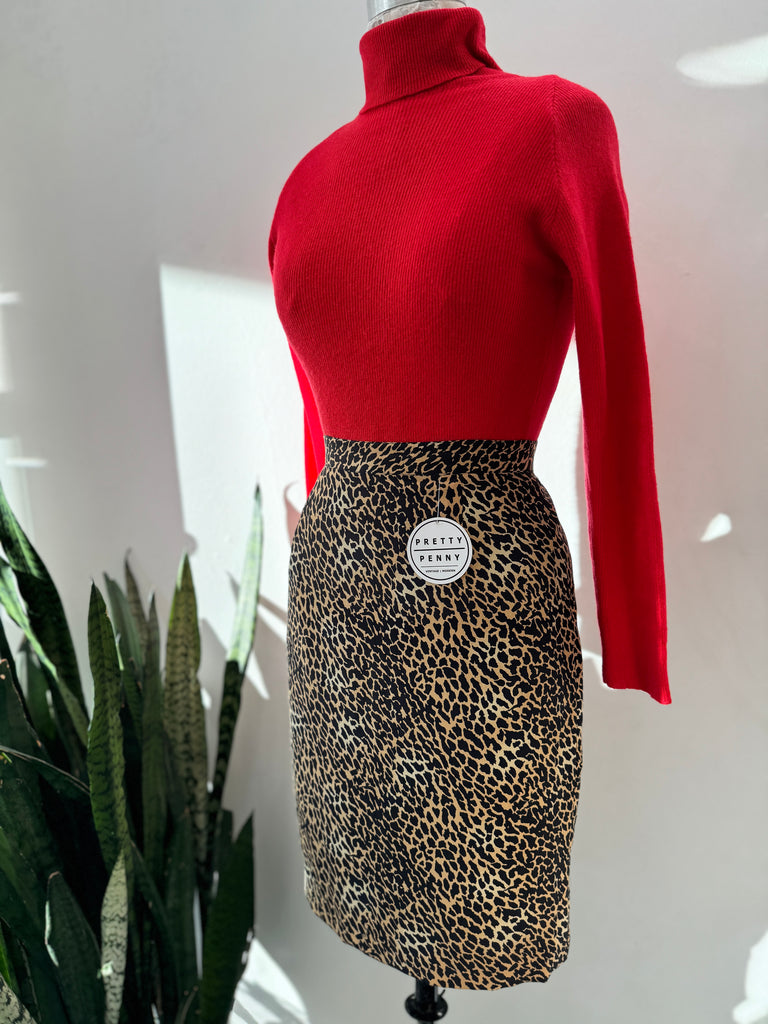 Vintage silk animal print skirt