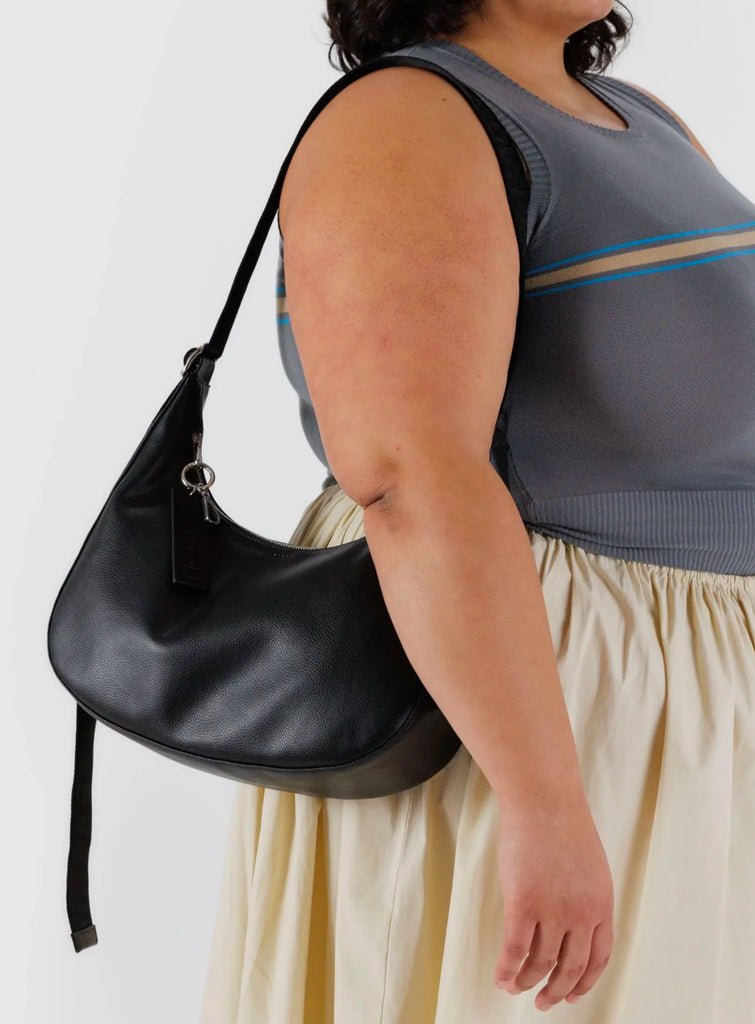 BAGGU | Medium Recycled Leather Crescent Bag | black