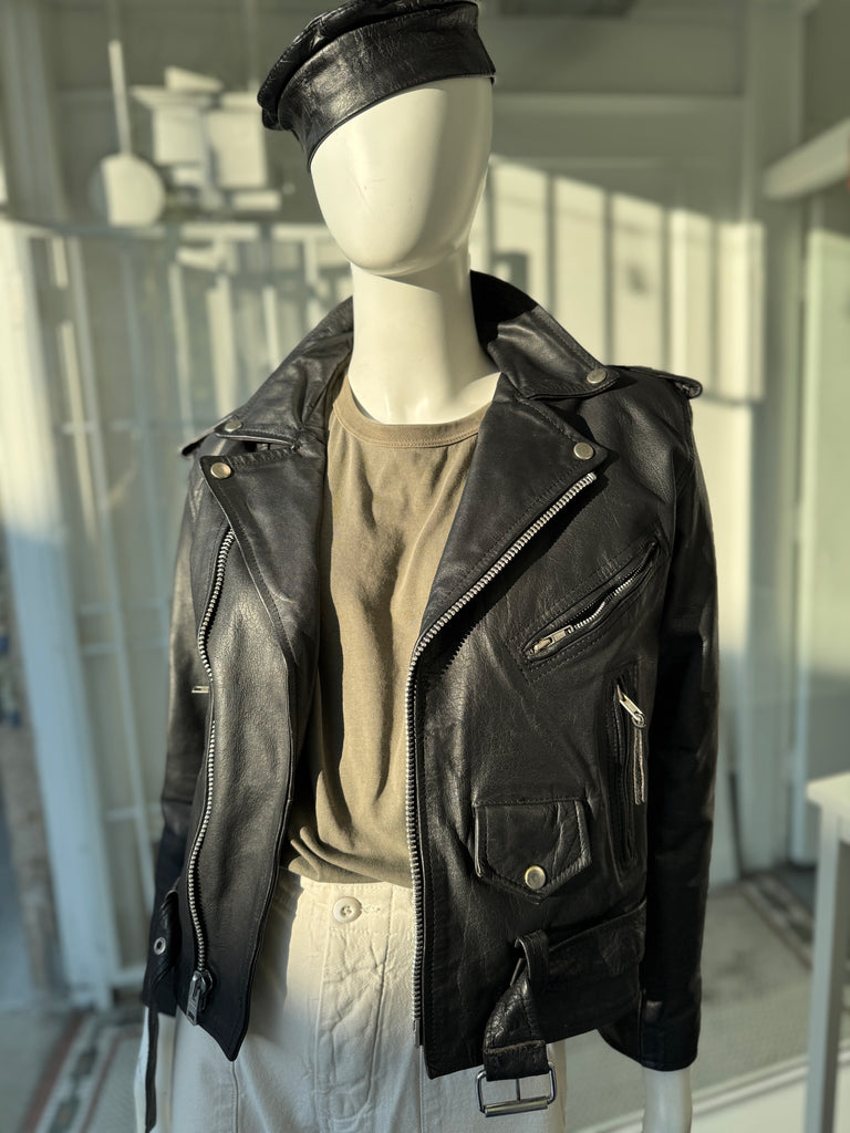 Vintage leather moto jacket