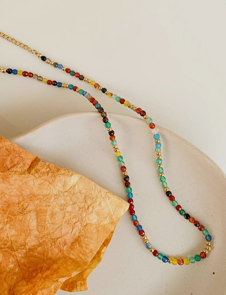 Rainbow stone beaded necklace