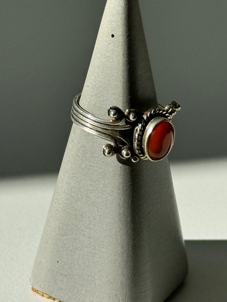 carnelian and silver ring size size 8