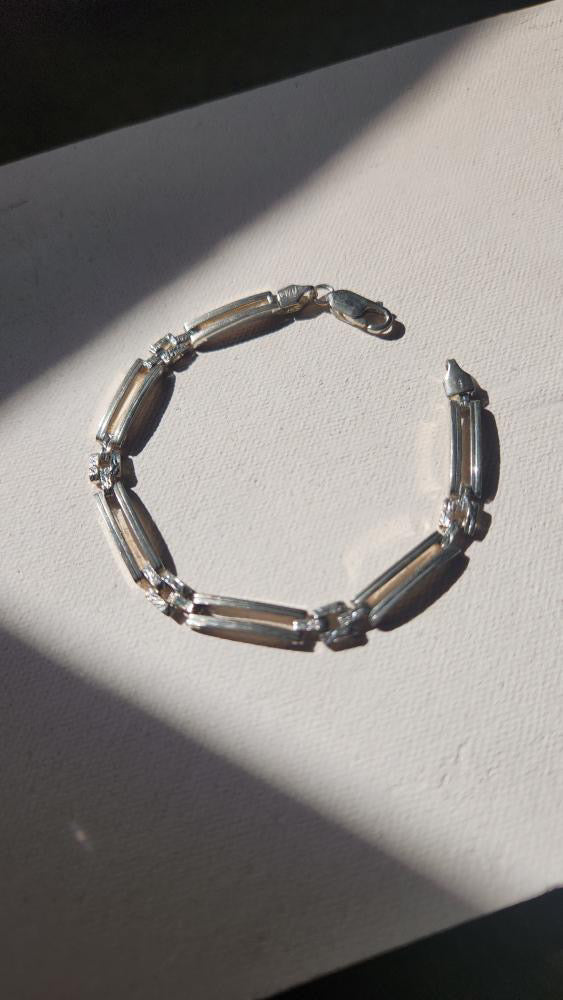 Sterling fancy figaro chain bracelet