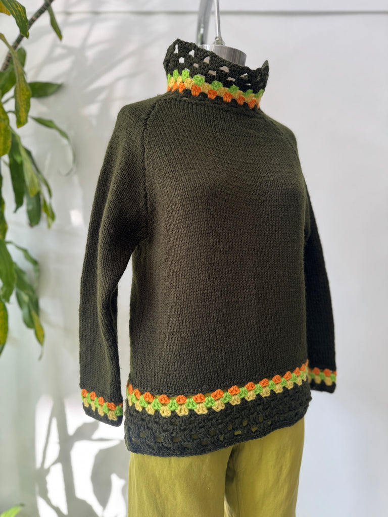 Handmade knit + crochet sweater
