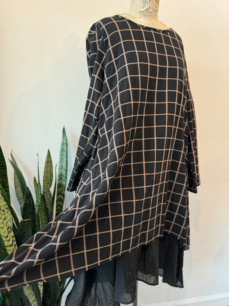 Oversized double layer grid dress