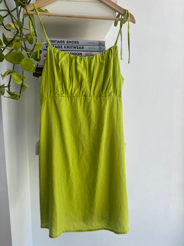 Vibrant chartreuse linen summer dress