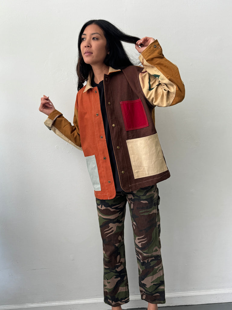 Handmade upcycled patchwork chore coat